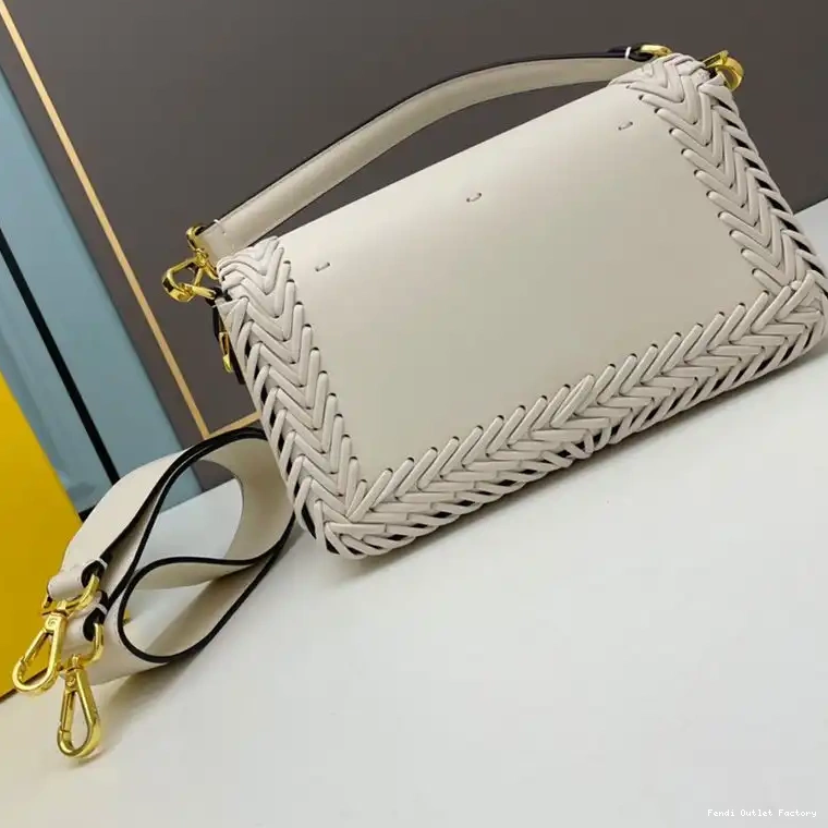 Cheap HOT Baguette Stitching White Bag In Fendi Medium Leather 0429